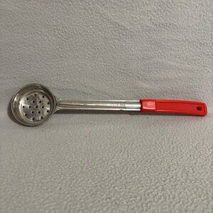 Stainless Steel Strainer Spoon with Red Handle
